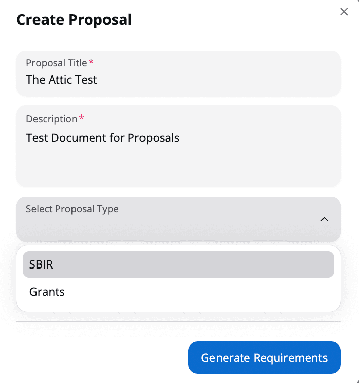 Fill in proposal information