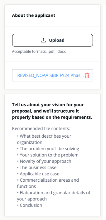 Upload the solicitation